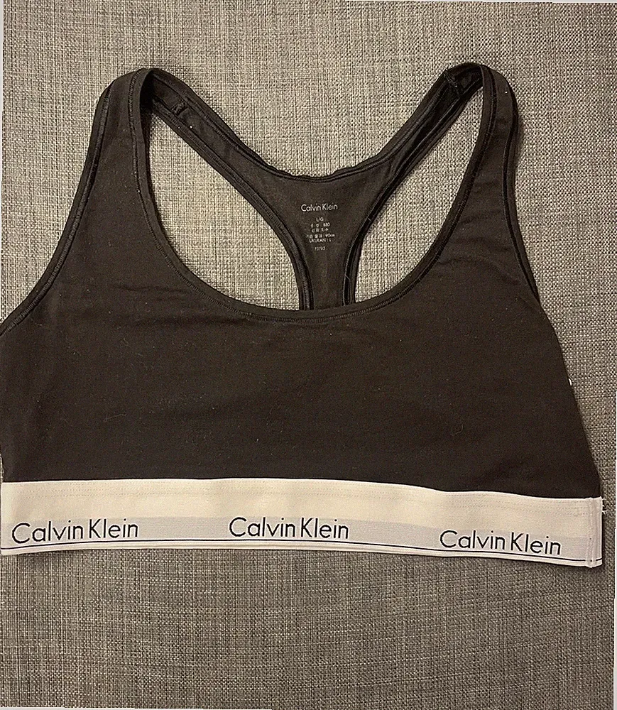 Calvin Klein Schwarz Sport-BH Crop Top Bustier Bralette Gym Jogging S Grau