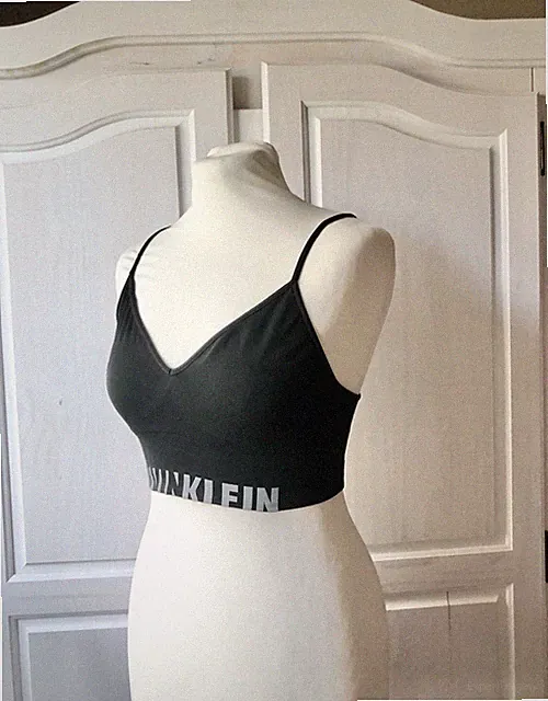 Calvin Klein Schwarz Sport-BH Crop Top Bustier Bralette Gym Jogging S Weiß