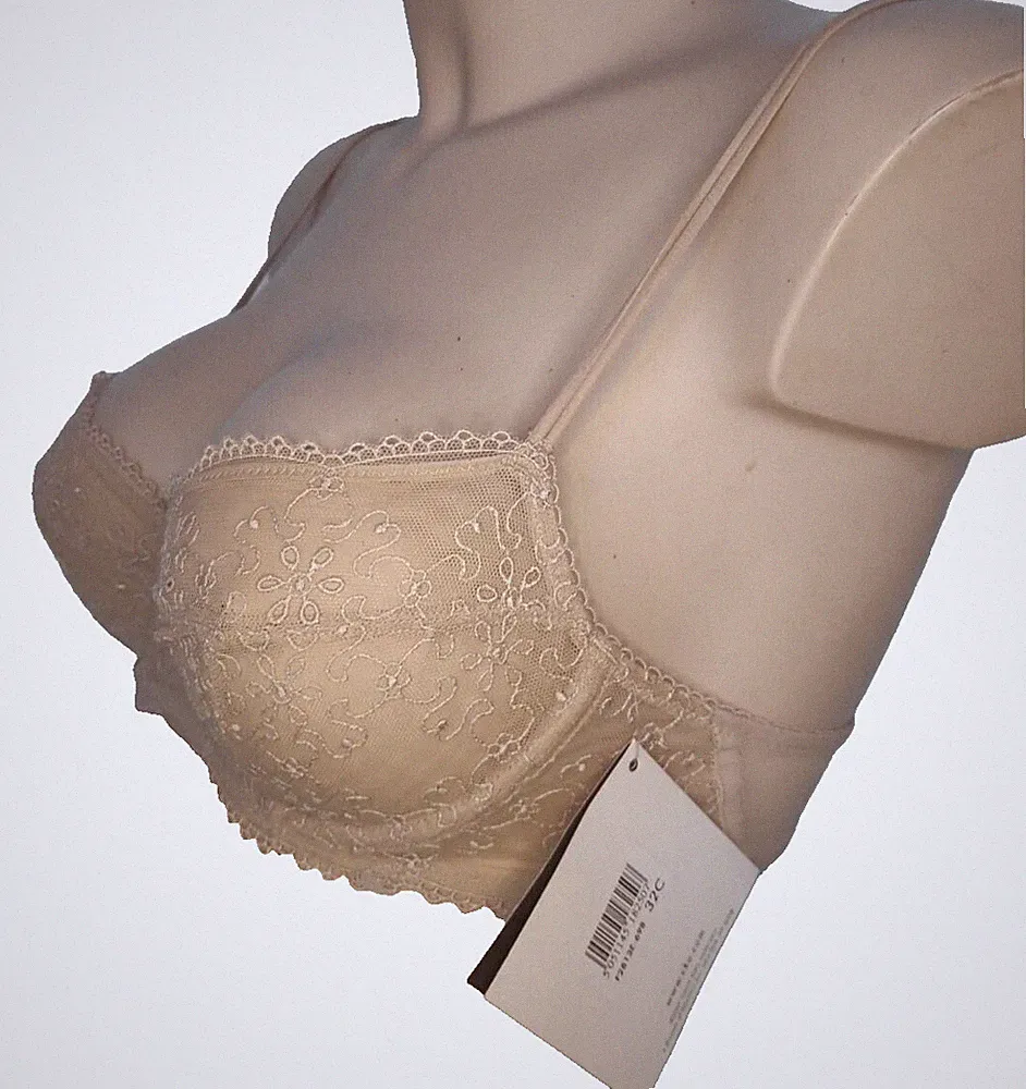 Calvin Klein Seduction Bügel BH Gr.70C UK 32C Spitzen Balkonett BH in Beige