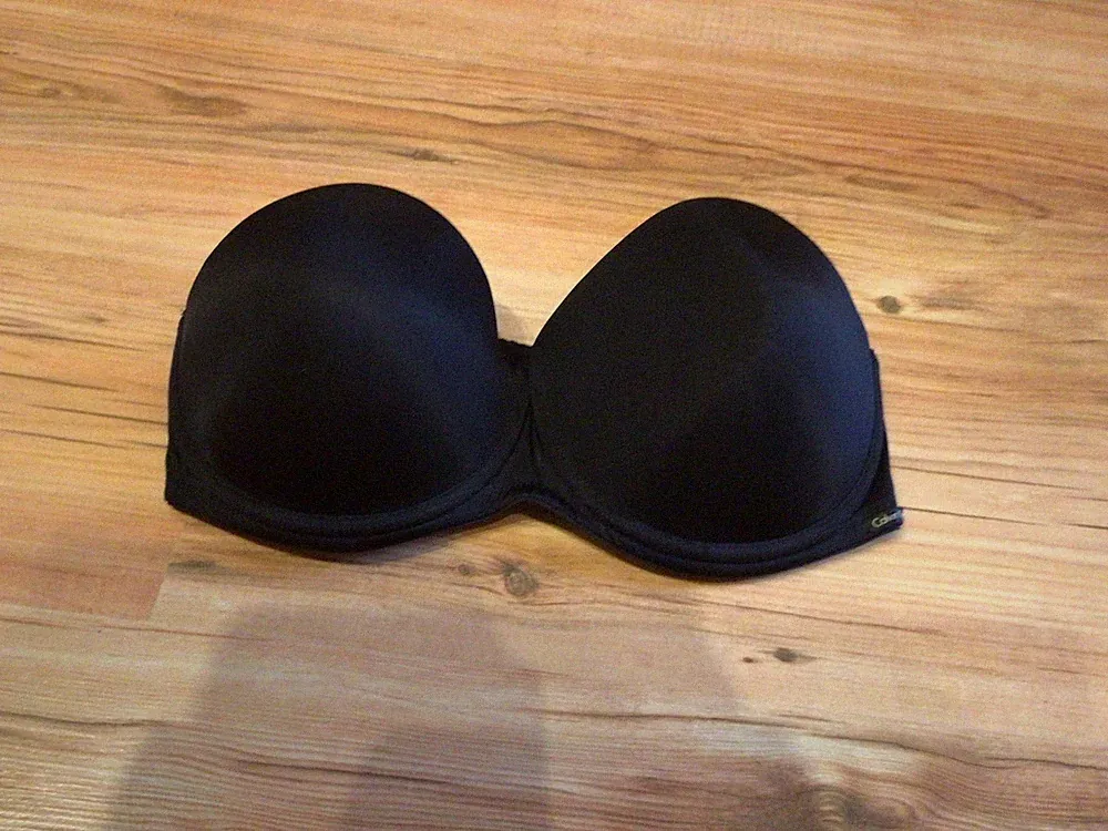 Calvin Klein trägerloser BH, Bügel BH, Bandeau BH Gr. 34C = 75 C schwarz Push up