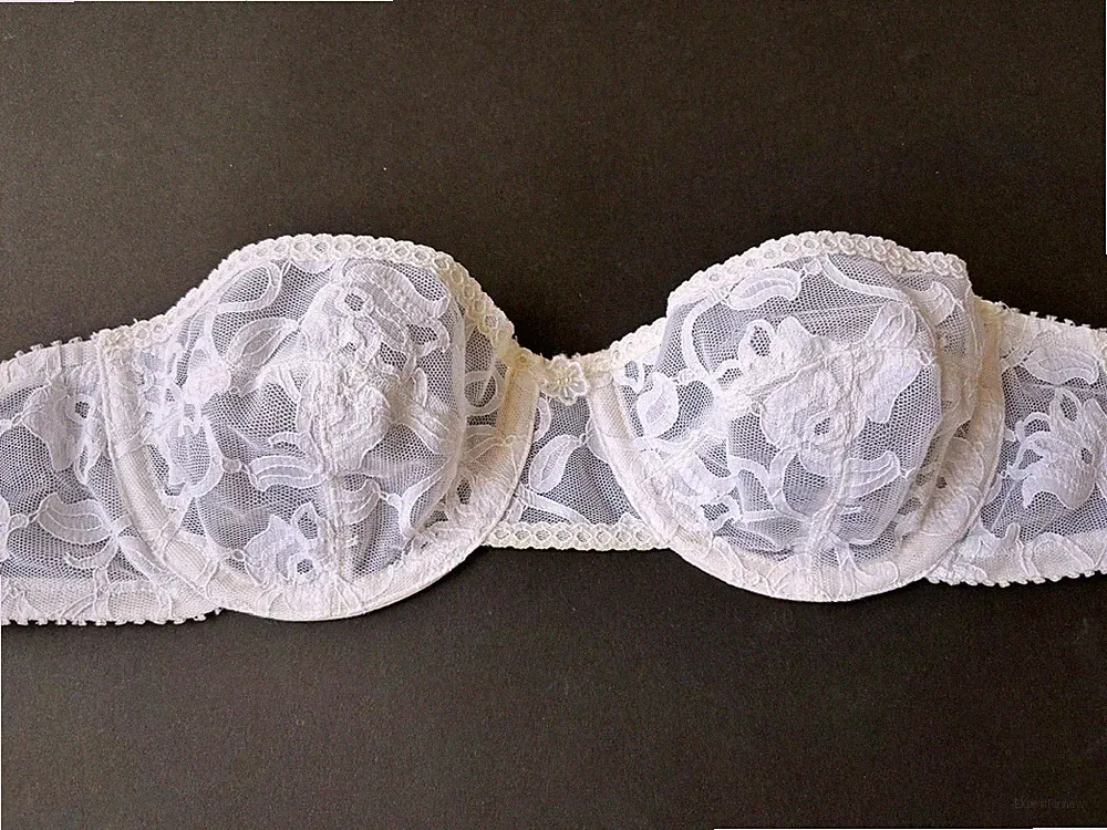 CARNIVAL Braut Bügel-BH trägerlos Gr. 75B (US 34B) Weiß Spitze Blumen Hochzeit