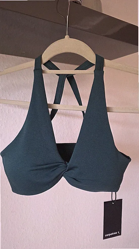 carpatree Damen Sport-BH Grün Gr. M Cup B Crossback ohne Bügel, mittlerer Halt