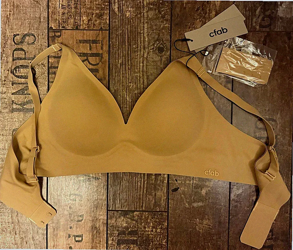 cfab Push-Up-BH Damen Beige Gr. S mit Häkchen- & Ösenverschluss