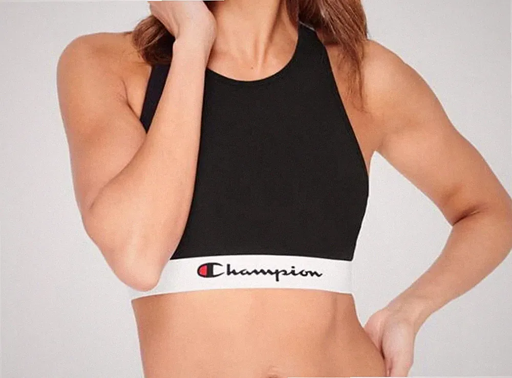 Champion Sport BH Schwarz Weiß XS 6 8 Bügel Weich Crop Bralette Top Tank Neu