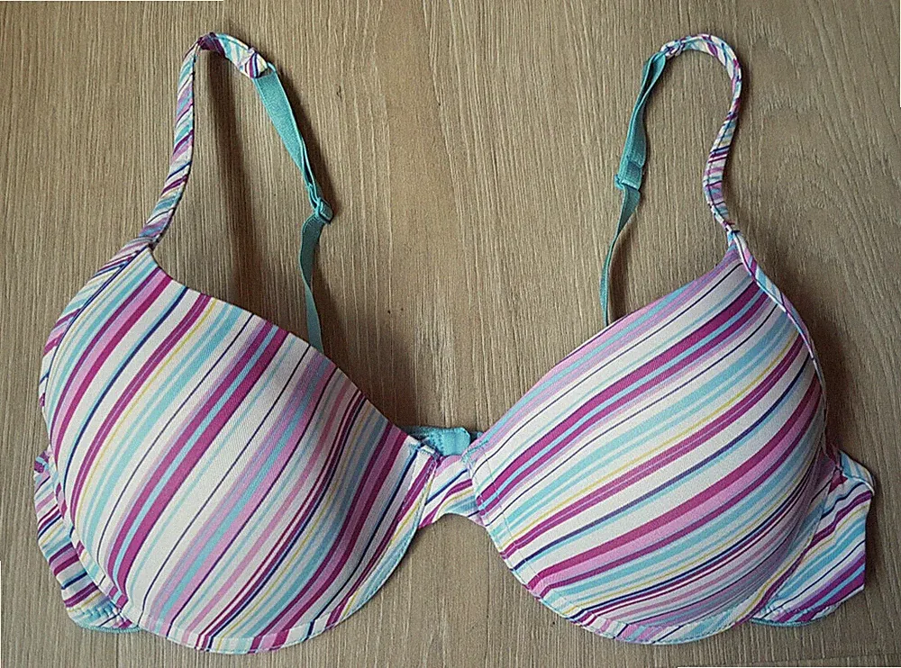 CHICCA Push-Up T-Shirt BH Gr. 75C 🌈 bunt gestreift Form-Soft-Cups Bügel 🦄 TOP!