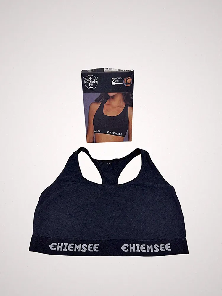 Chiemsee Damen Sport BH Black Gr. L - Sports-&Lifestyle- 2er Pack Sport Bra
