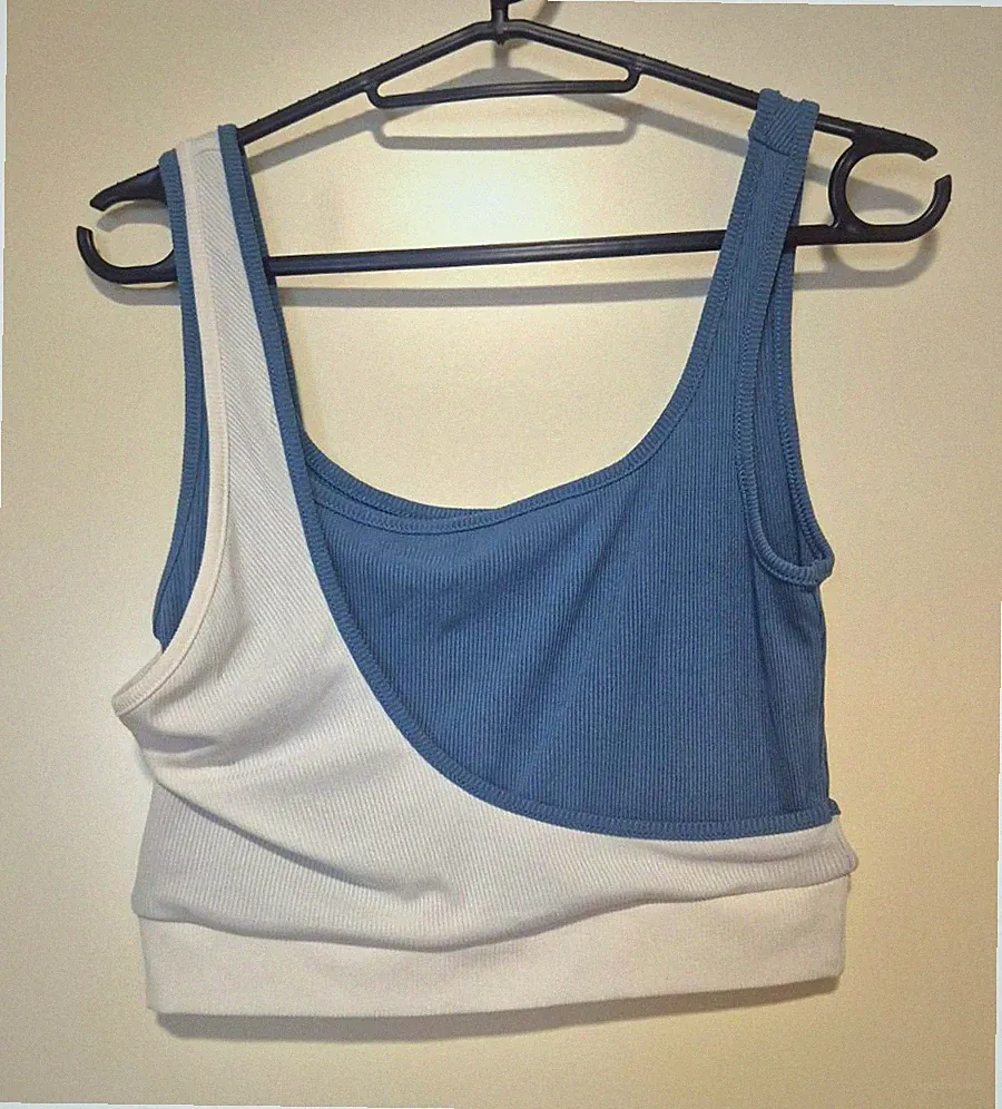 Cider Happy Hour Damen Sport-BH / Crop Top Blau Weiß Größe S