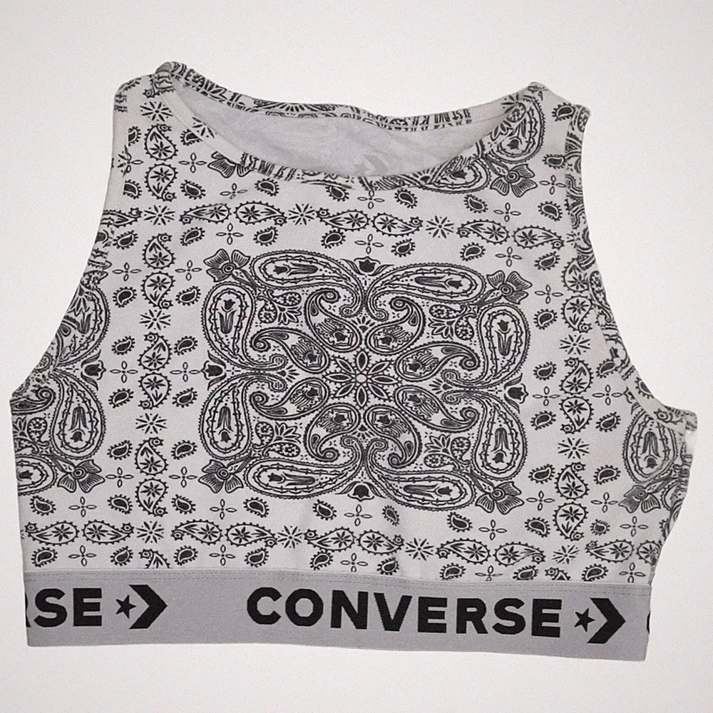 Converse, Sport-BH, Größe: S, Weiß/Schwarz, Paisley, Damen #zzp