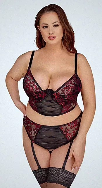 Cottelli CURVES Set aus 2-farbiger weicher Stretch-Blütenspitze