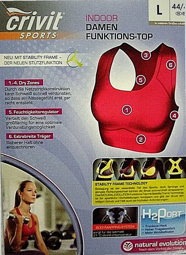 "crivit" sports Indoor Funktions-Top/Sport BH Gr.L 44/46,Fb. magenta**NEU**i.OVP