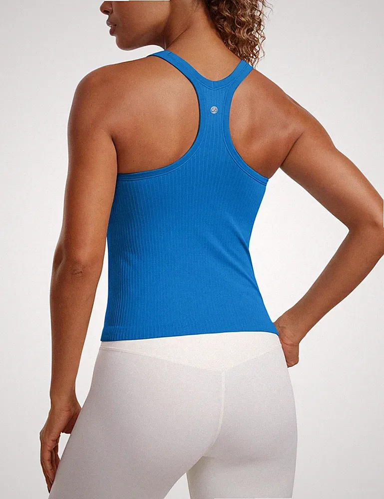 CRZ YOGA Damen nahtlose gerippte Tank Tops mit integriertem BH - gepolstert Sport Gym