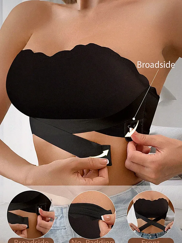 Damen Bandeau BH mit nahtlosem Design in Schwarz Billig24