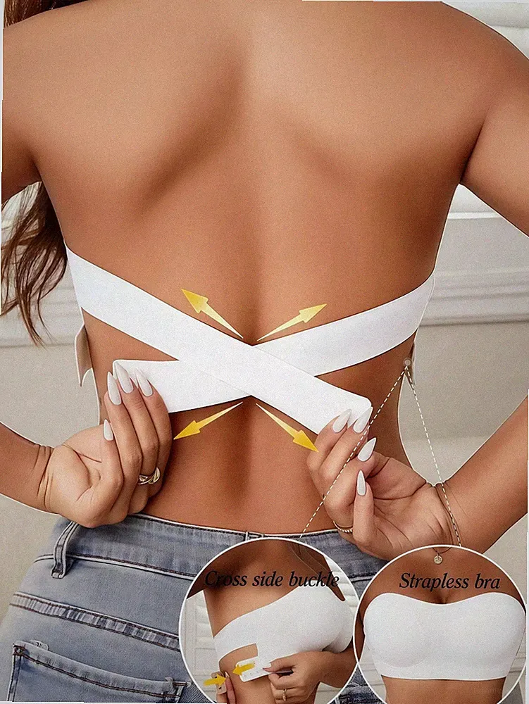 Damen Bandeau BH mit sexy Seitenschnallen Design und nahtlosem Billig24