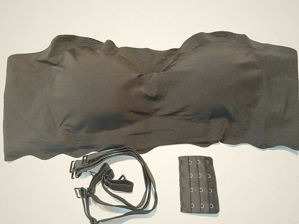 Damen Bandeau Bustier BH Trägerlos schwarz elastisch rutschfest Gr. 7XL