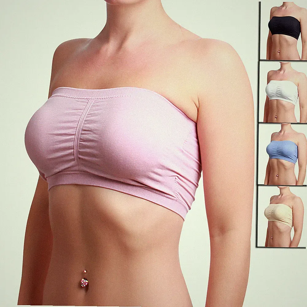 Damen Bandeau Top BH Bustier Dessous Push Up Soft Polster Underwear S/M L/XL