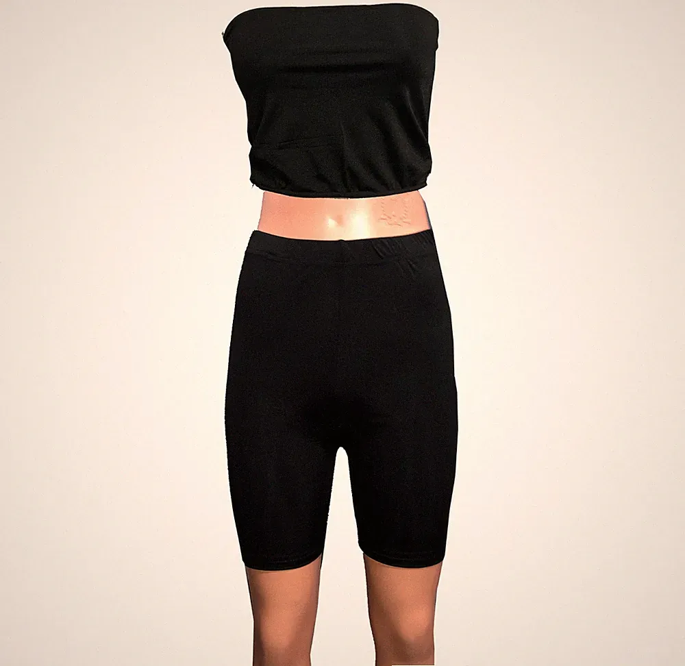 Damen Bandeau Top Rohr Bh Kurz Fahrrad Gekürzt Satz Fitnessbekleidung 2 Stück
