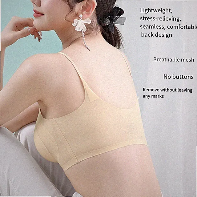 Damen ??bergr??e Nude BH Ultrad??nn Nahtlos Eis Seide Dessous Nylon Spandex