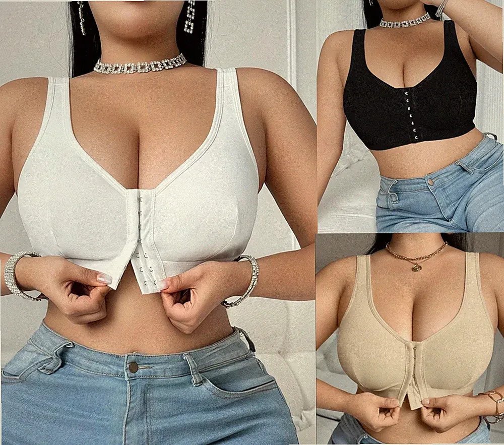 Damen BH Große Größen Frontverschluss Ohne Bügel Komfort BH 2XL 3XL 4XL Sexy u82