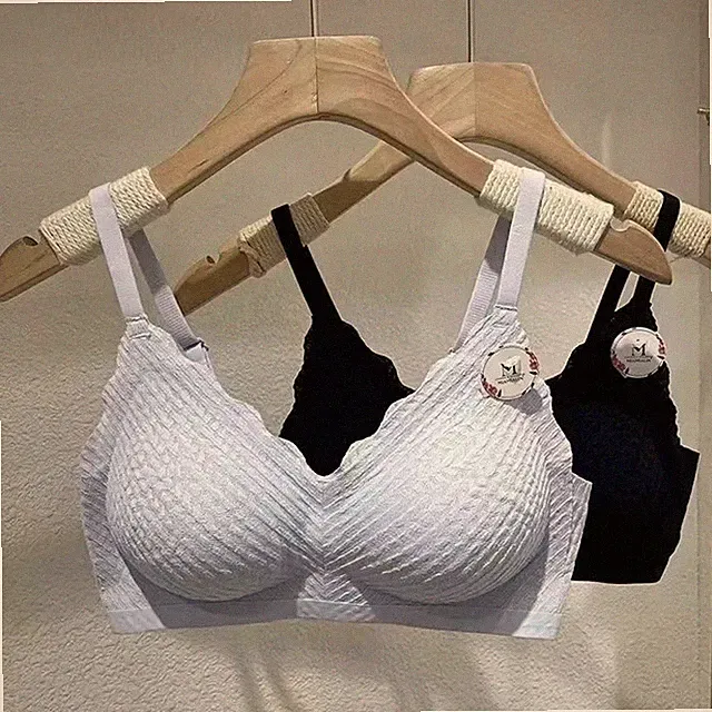 Damen-BH kleine Brust nahtlos Spitze Anti-Sagging weich dünn Pad Sommerkleidung
