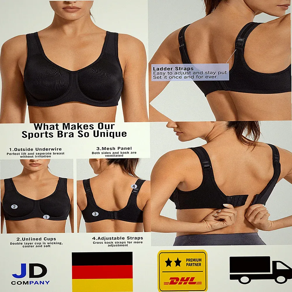 Damen BH mit Bügel Große Brüste Sports BH Starker Halt 100 12