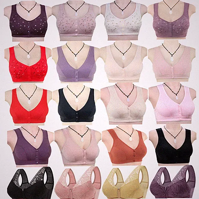 Damen-Bh Mit Vorderverschluss Kabelloser Bh Bralette Push-Up Baumwolle ▽