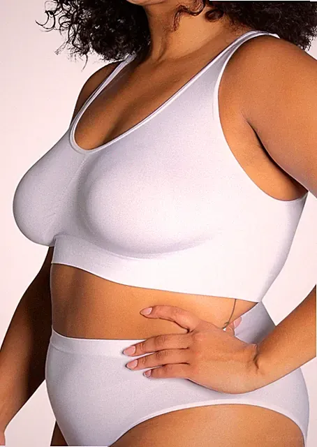 Damen BH Nahtlos Komfort Stretch Wireless Rhonda Shear, Weiß, Large, 254 cm