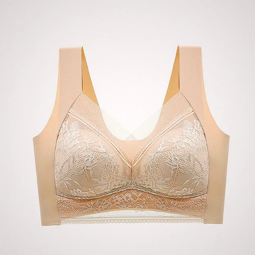 Damen BH Nahtlos Spitze ohne Bügel Bustier Seamless Unterwäsche Große Bralett