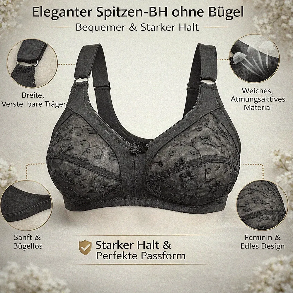 Damen BH ohne Bügel mit Spitze Sport BH und verstellbaren Trägern 80A-110DD
