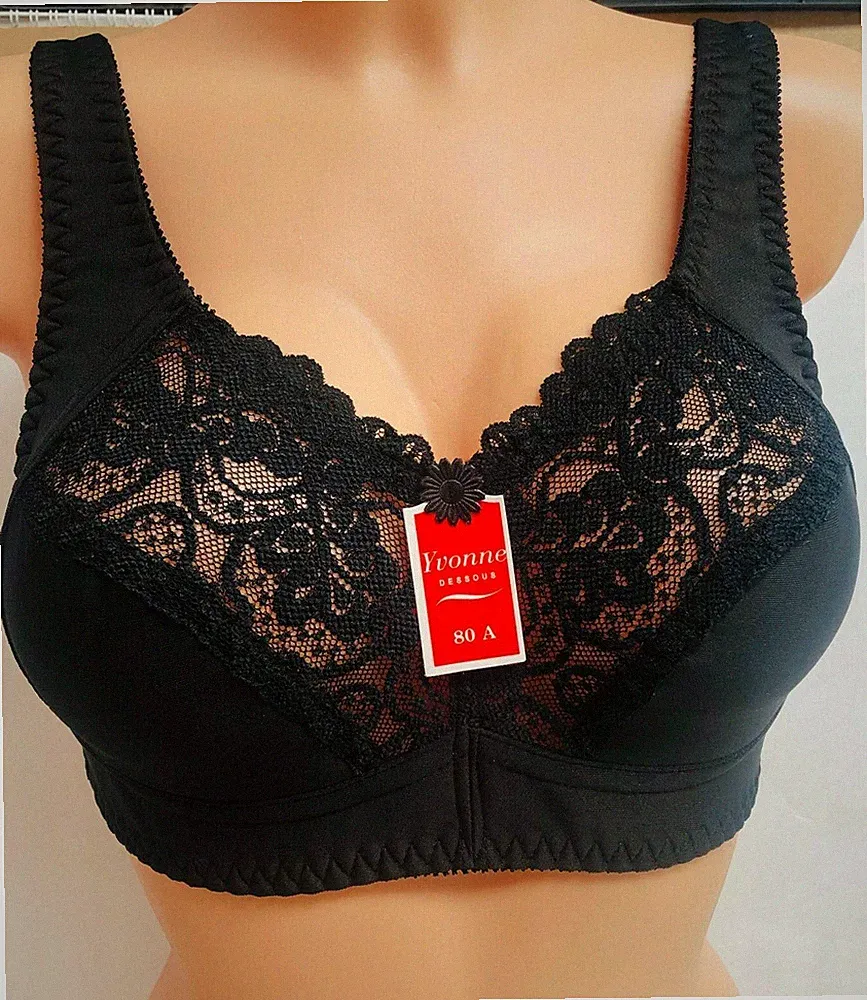 Damen BH ohne Bügel mit Spitze Sport BH und verstellbaren Trägern 80A-120DD