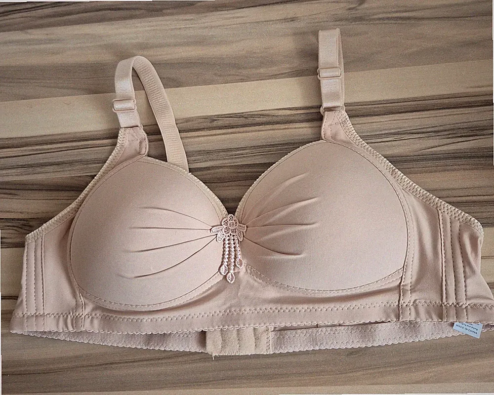 Damen BH Push-up ohne Bügel Schleife Große Größen XXL Beige Neu