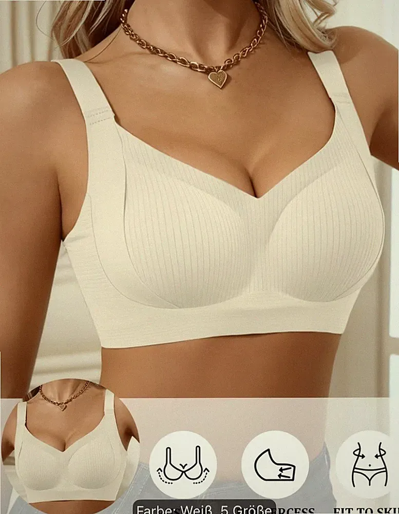 Damen BH Push-Up weiß bügellos nahtlos breit verstellbar Haken S m L XL XXL