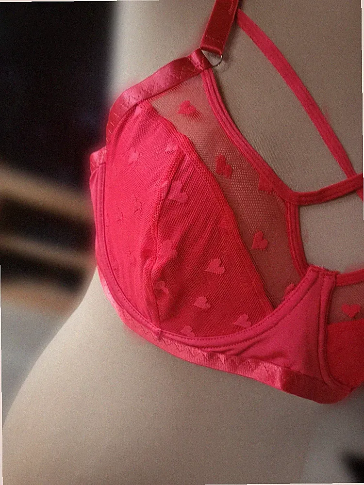 Damen BH Rot sexy 3XL Herzchen große Größen plus size
