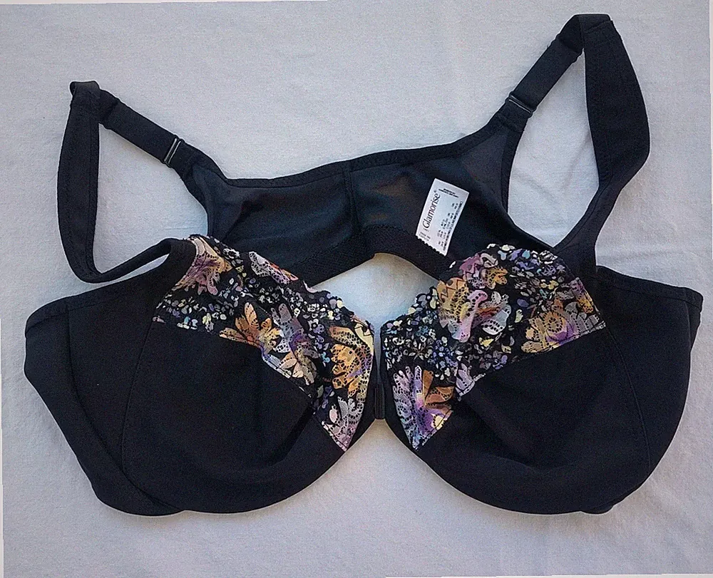 Damen BH Schwarz Mit Bunten Blumen 110 B Glamorise Handwäsche