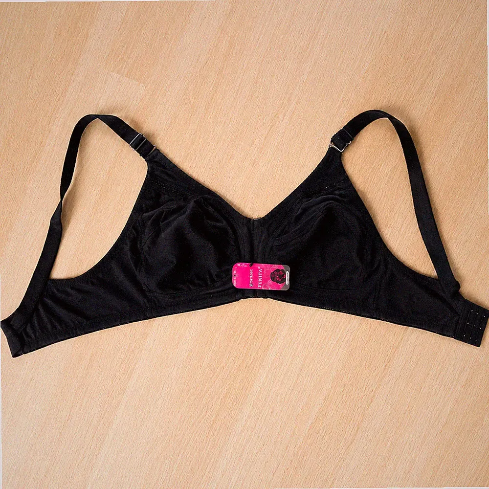 Damen BH Schwarz Soft-BH Bügellos Komfort Unterwäsche Verstellbare Träger 46 D