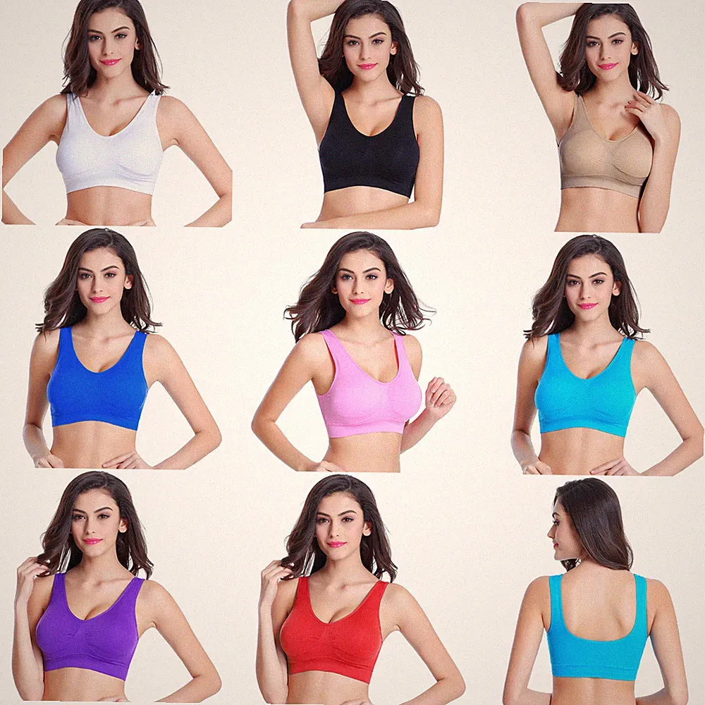Damen BH Sport Bustier Push Bra Fitness Unterwäsche Yoga Top Microfaser Gym Cup