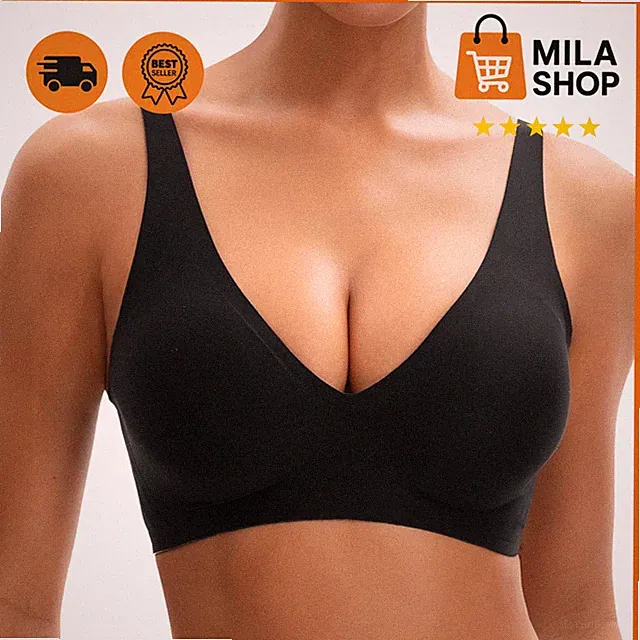 Damen BH V-Ausschnitt seamless ohne Buegel bequem nahtlos Bralette Soft Push Up