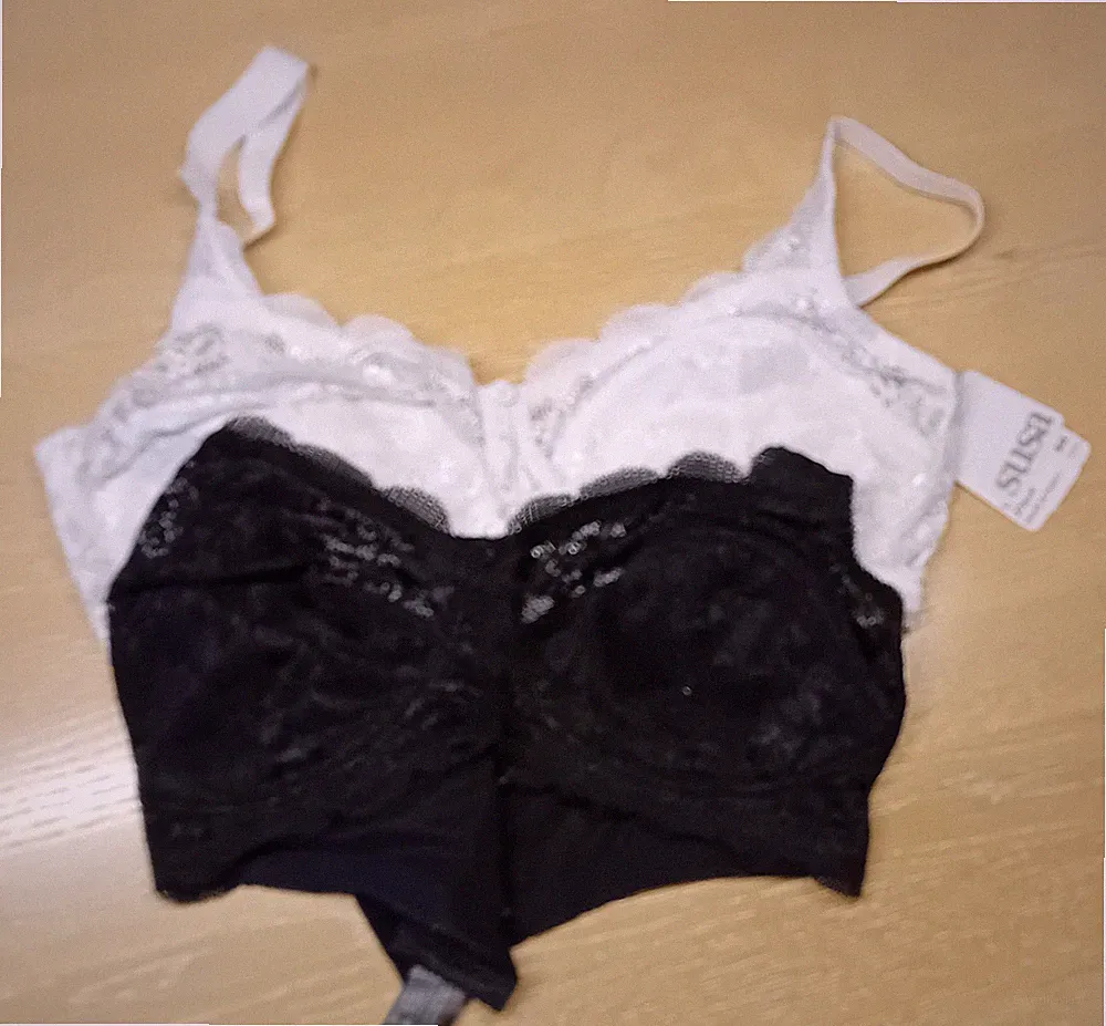 Damen BH von SUSA CREATION , Bügelloser BH 2er-Pack weiß + schwarz Gr. 85E NEU