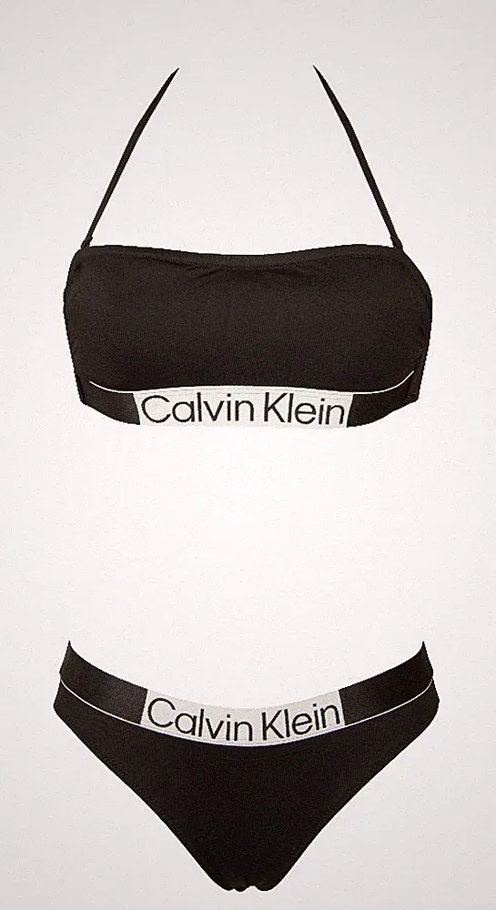 Damen-Bikini CALVIN KLEIN Bandeau-BH mit herausnehmbarer Polsterung und Schnürse