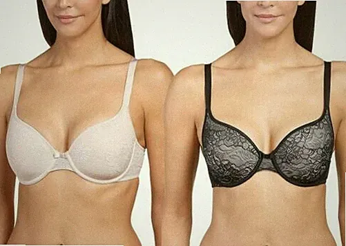 Damen Blue Label von Naturana Bügel Weich Tasse Spitzen Bh 7655 Schwarz/Beige