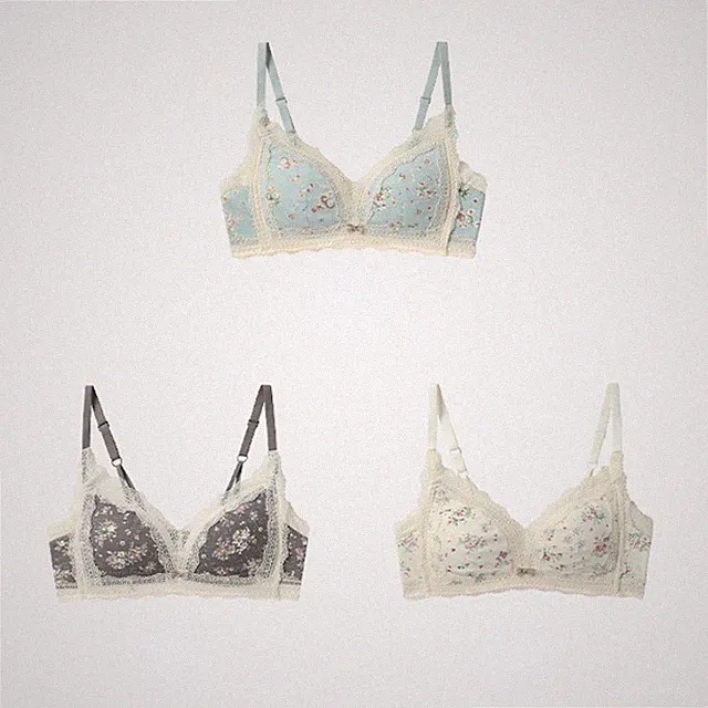 Damen Blumen Spitze Bügellos Bh Gepolstert Push Up Rüschen Sexy Unterwäsche