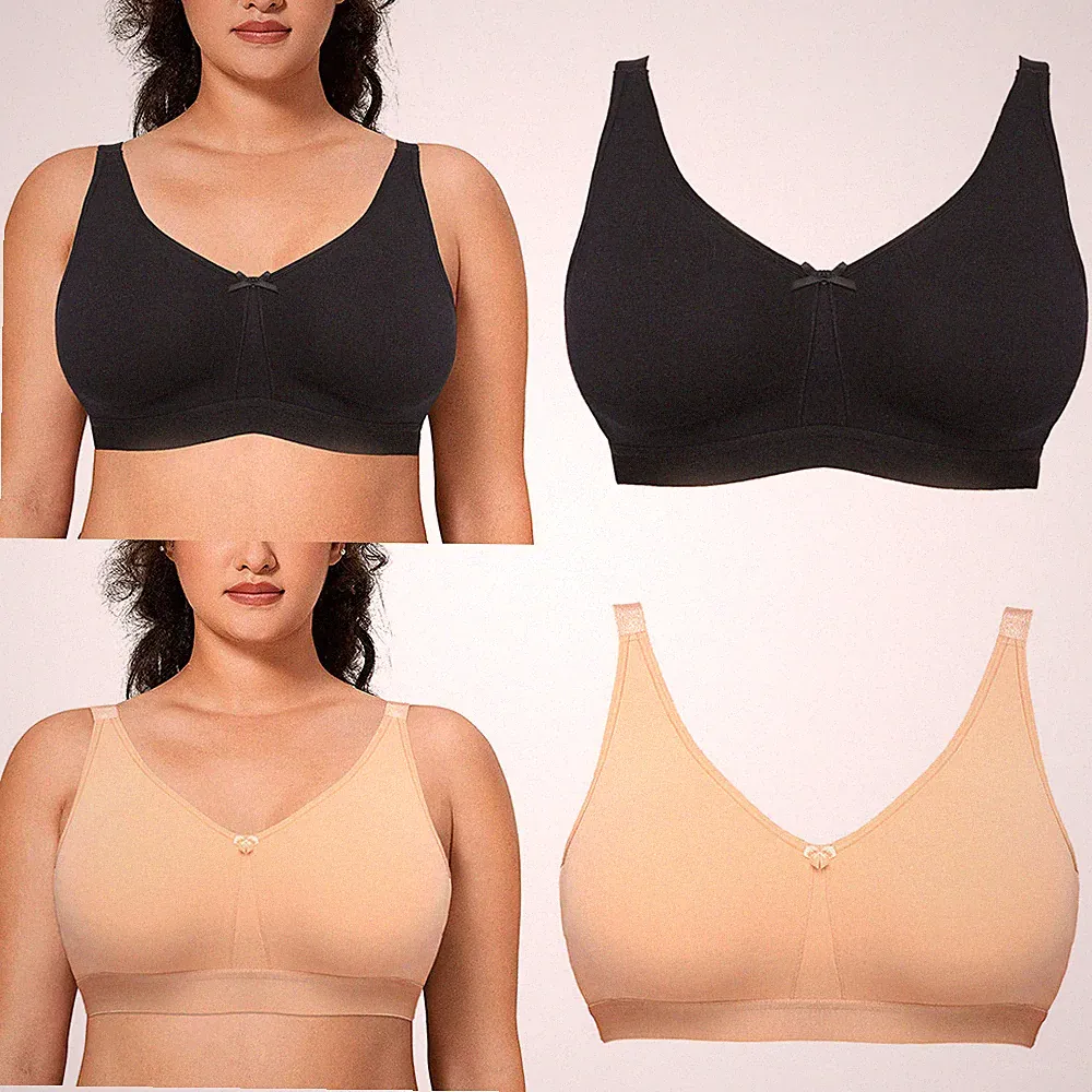 Damen Bügel BH Komfort Schlaf Baumwolle Übergröße nahtlos ohne Polster Bralette