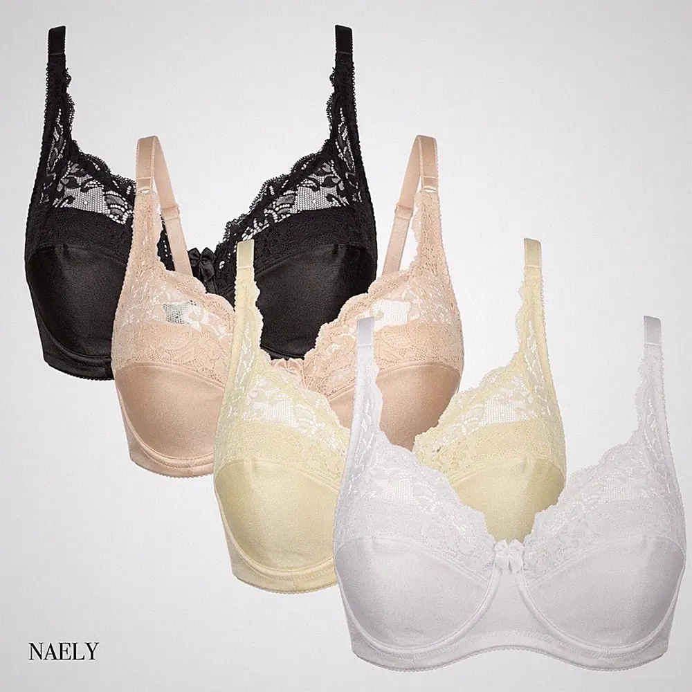Damen Bügel BH Mit Spitze Gefüttert Leichter Push-Up Effekt Elegant 80A-100D