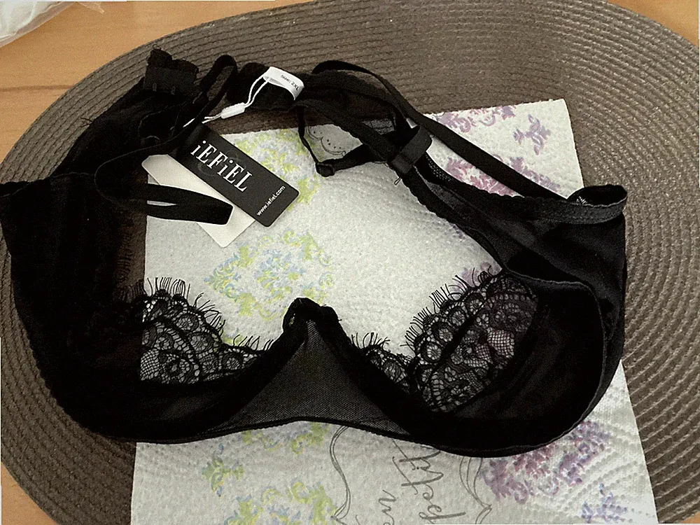 Damen Bügel BH Push Up durchsichtig mit Spitze schwarz