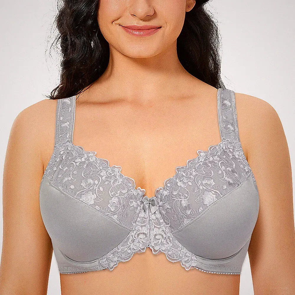 Damen Bügel Sexy Vollschale Spitze BH Übergrößen Large Busom C,D,DD,EF,GG,H
