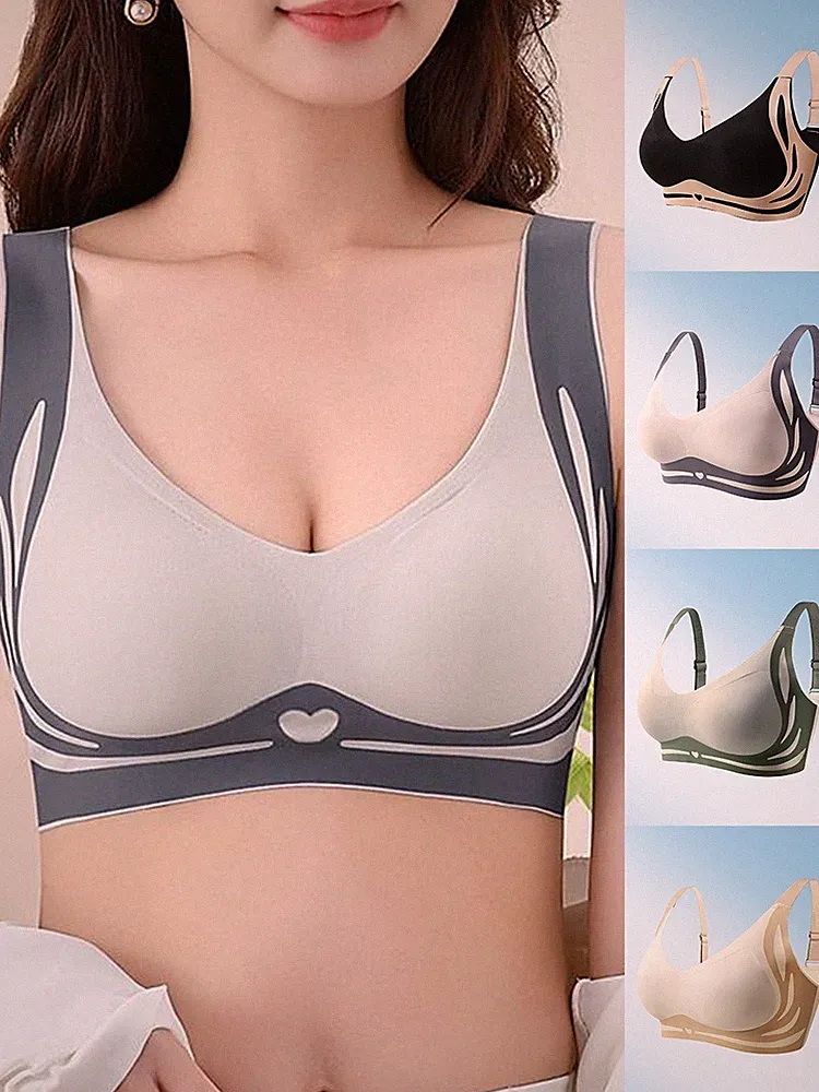 Damen Bügelloser PushUp BH Nahtlos Bralette Nylon Medium Stretch 34 Cup