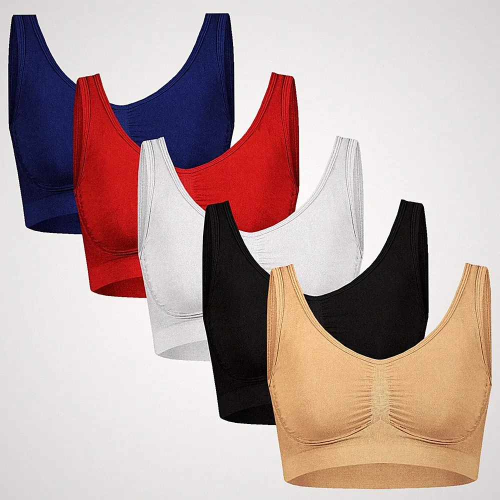 Damen Bustier BH Sport Bra Nahtlos Bügellos Fitness Comfort Unterwäsche Yoga Top