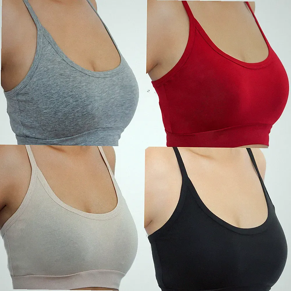 Damen Bustier Bio-Baumwolle Sport BH Top Unterhemd Yoga Fitness