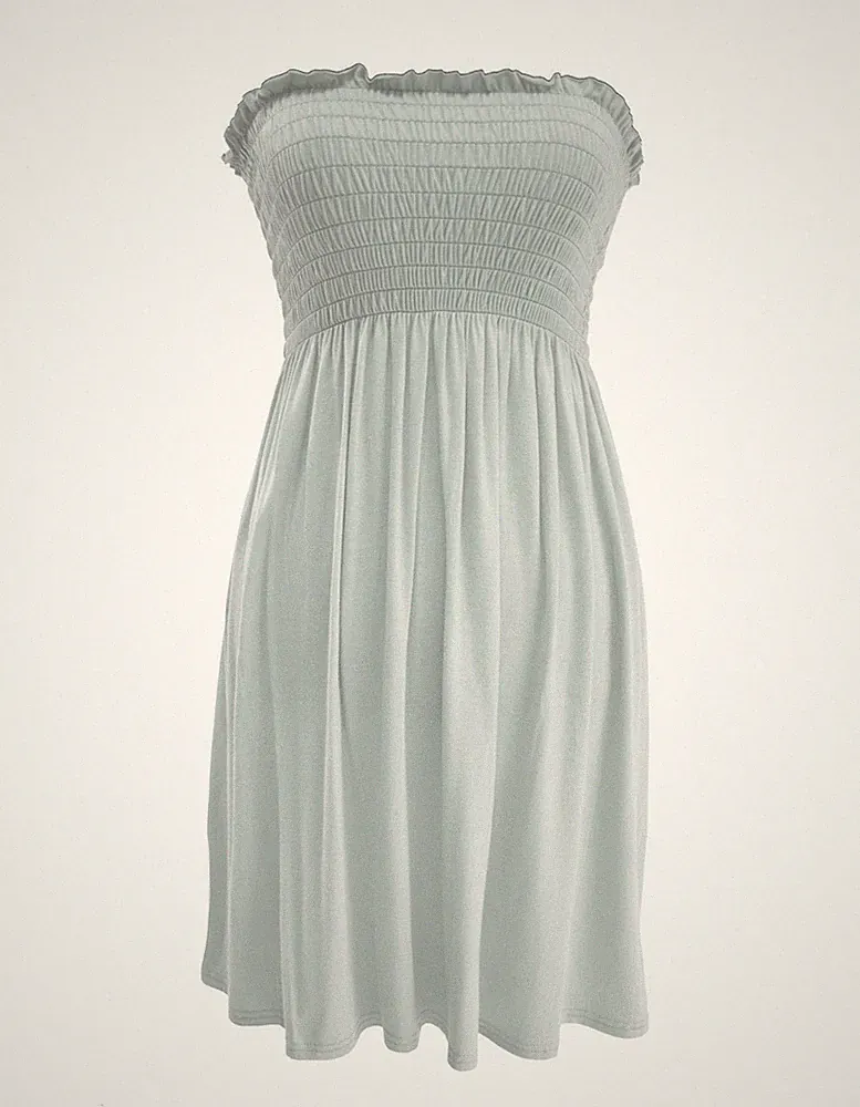 DAMEN DAMEN TRANSPARENT BANDEAU OBERTEIL SOMMERKLEID UNI BOOB RÖHRE Übergrößen