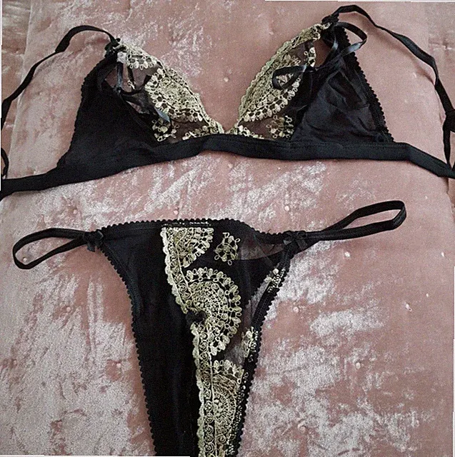 Damen Dessous Reizwäsche Sexy Spitze Nachtwäsche Unterwäsche Set Bh Tanga Thessa