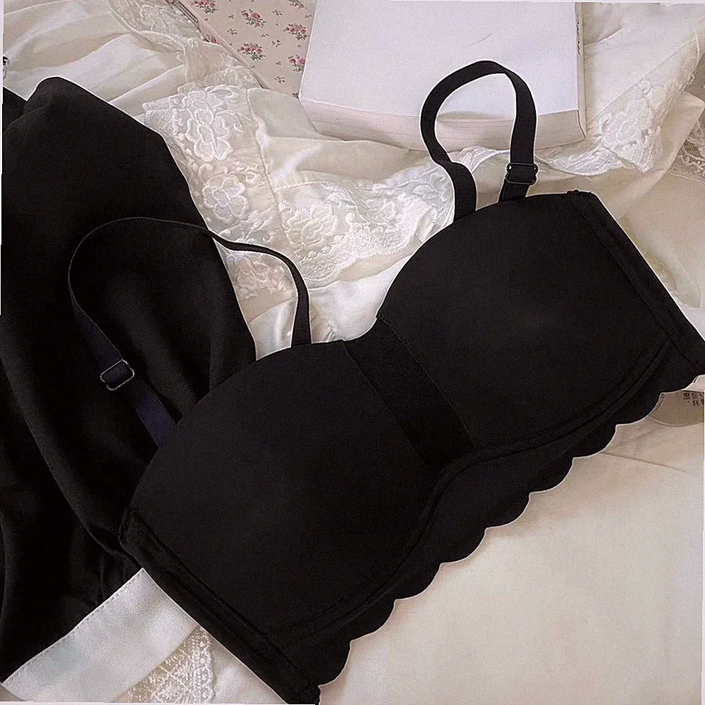 Damen Dessous trägerloser dünner Schalen BH ohne Bügel hinten Schnalle atmung
